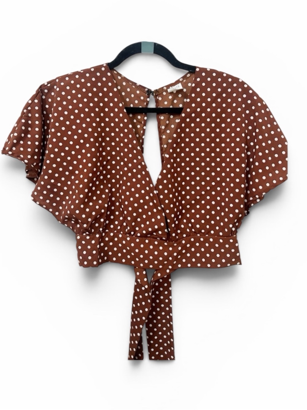 Brown & White Polka Dot Crop Top Size Medium